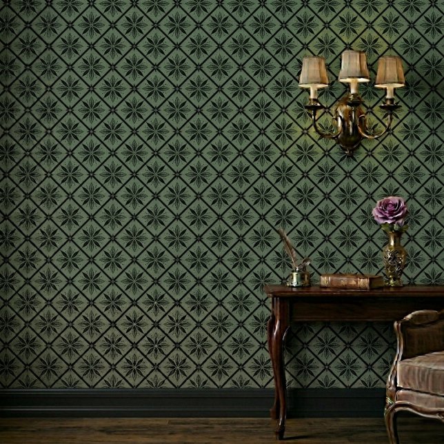 Classic Modern Floral Sage Pattern Wallpaper (Creator Uploaded)