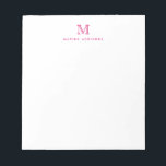 Classic Modern Girly Magenta Pink Monogram Initial Notepad<br><div class="desc">The design features a personalised monogram initial and name in a simple and modern typographic font.</div>