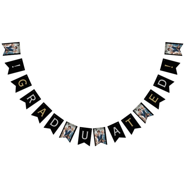 Classic Modern Graduated Photo Silver, Gold, Black Bunting (All)