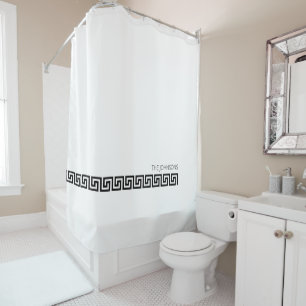 Classic Modern Greek Key Bathroom Shower Curtain 