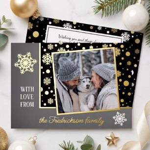 Classic Modern Love Seasons Greetings Gold Foil Holiday Card