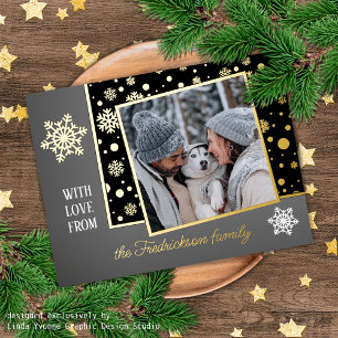 Classic Modern Love Seasons Greetings Gold Foil Holiday Postcard