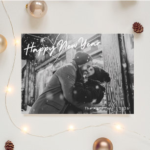 Classic Modern Lovely New Years Newlywed Photo Holiday Card