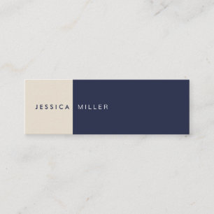 Classic Modern Midnight Blue & Beige Social Media Mini Business Card