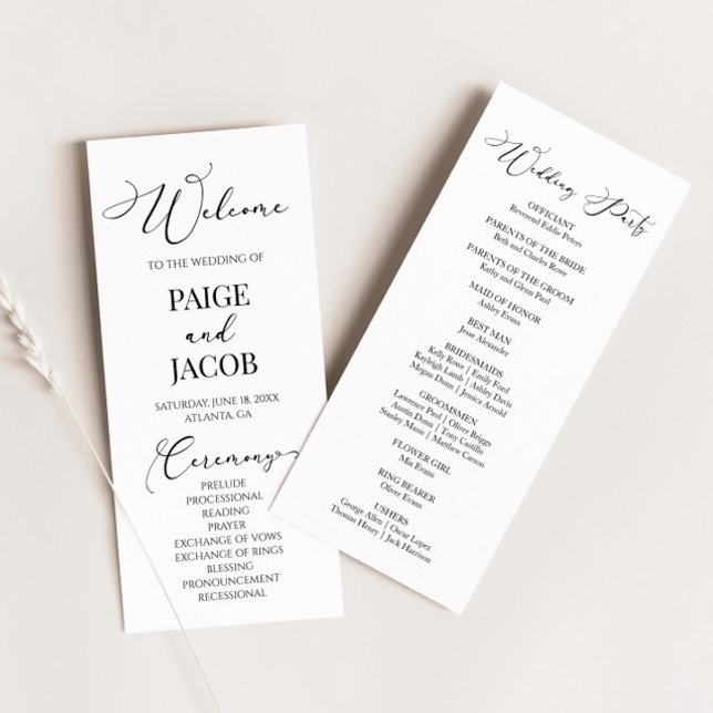 Classic Modern Minimal Minimalist Elegant Wedding Program (Creator Uploaded)