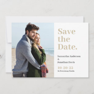 Classic Modern Minimal Typography Taupe Save The Date