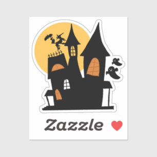 Classic Modern Moonlit Haunted House Cartoon