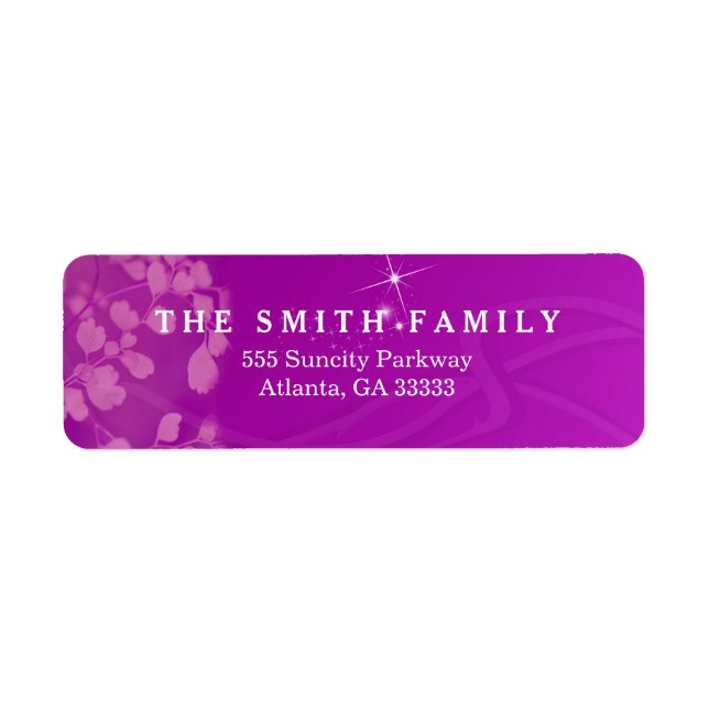 Classic Modern purple Christmas Return Address Label (Front)