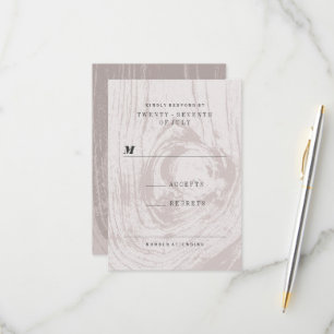 Classic Modern Rustic Wood Grain Autumn Wedding RSVP Card