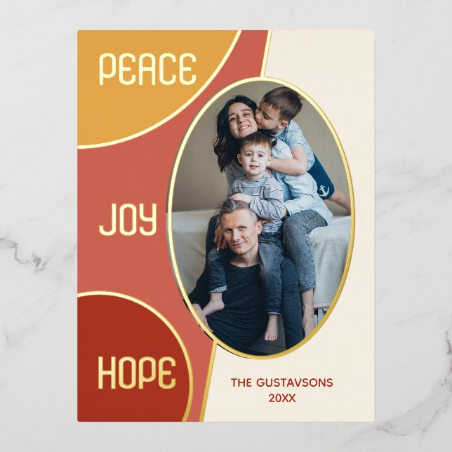 Classic Modern Seasons Greetings Gold Foil Holiday Postcard (Front)