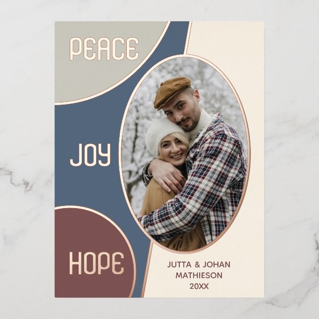 Classic Modern Seasons Greetings Gold Foil Holiday Postcard (Front)