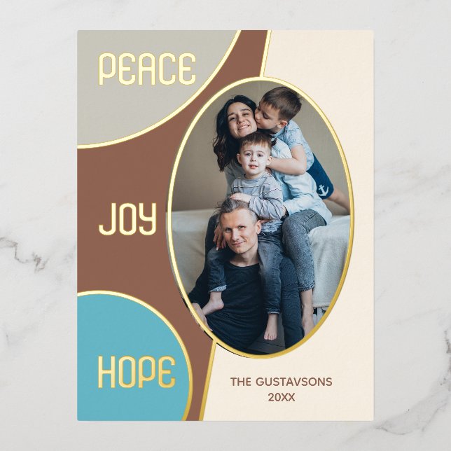 Classic Modern Seasons Greetings Gold Foil Holiday Postcard (Front)