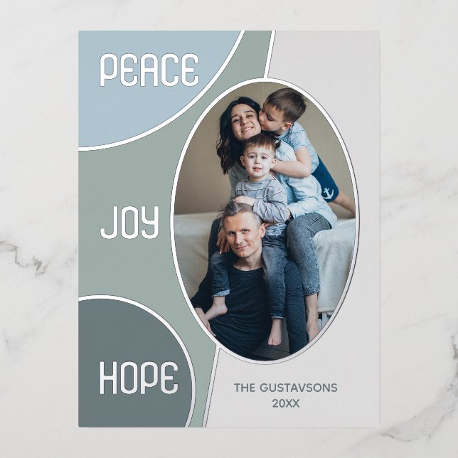 Classic Modern Seasons Greetings Silver Gold Foil Holiday Postcard (Front)