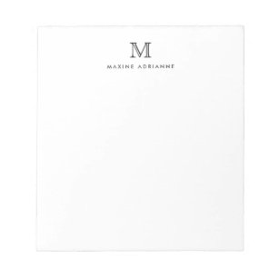 Classic Modern Simple Basic Gray Monogram Initial Notepad