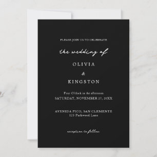 Classic Modern Simple Black White Wedding Invitation