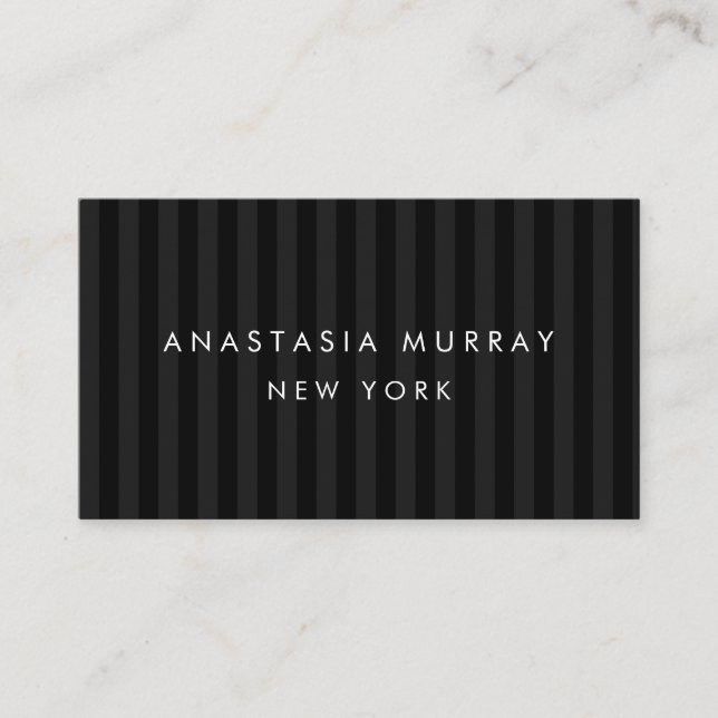 Classic Modern Striped and Grey Minimalist Luxury Business Card (Front)