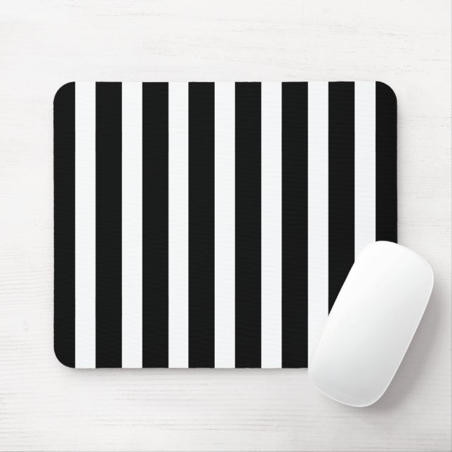 Classic Modern Striped Black and White Mouse Pad (With Mouse)