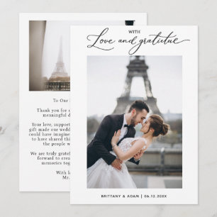 Classic Modern Wedding 2 Photos Thank You Card
