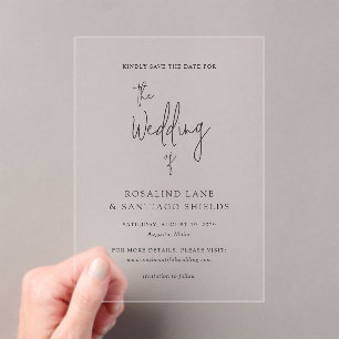 Classic Modern Wedding Save the Date Acrylic Invitations