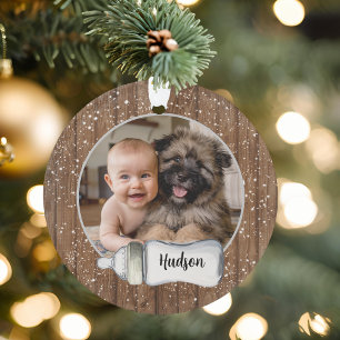 Classic Modern Wood Baby's First Christmas Ornament