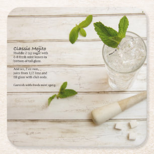 Classic Mojito Square Paper Coaster