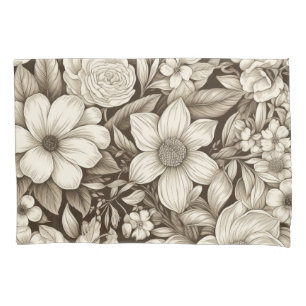 Classic Monochrome Floral with Vintage Mood Pillowcase