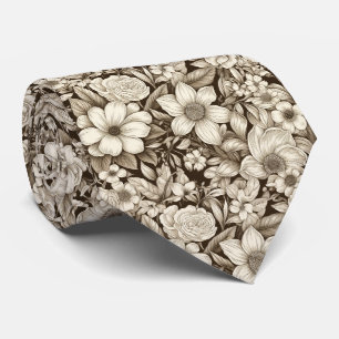 Classic Monochrome Floral with Vintage Mood Tie