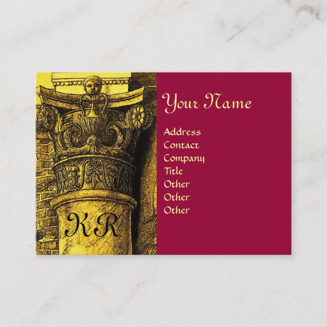 CLASSIC MONOGRAM 2 bright red yellow Business Card (Front)