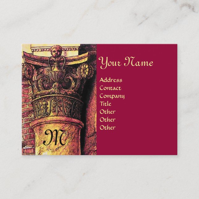 CLASSIC MONOGRAM 2 bright red yellow Business Card (Front)