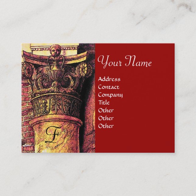 CLASSIC MONOGRAM 2 bright red yellow Business Card (Front)