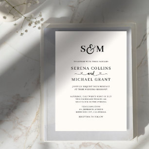Classic Monogram 4 Photo Heart Script Wedding Invitation