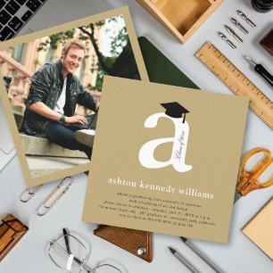 Classic Monogram Alphabet A Photo Graduation Party Invitation