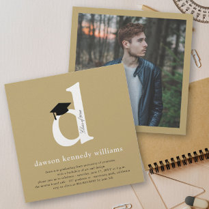 Classic Monogram Alphabet D Photo Graduation Party Invitation