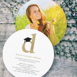 Classic Monogram Alphabet D Photo Graduation Party Invitation