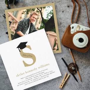 Classic Monogram Alphabet S Photo Graduation Party Invitation