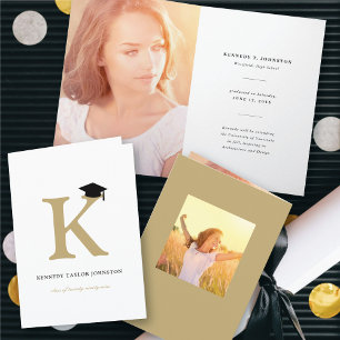 Classic Monogram Alphabet Simple Photo Graduation Announcement