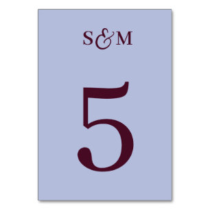 Classic Monogram Ampersand Periwinkle Wedding Table Number