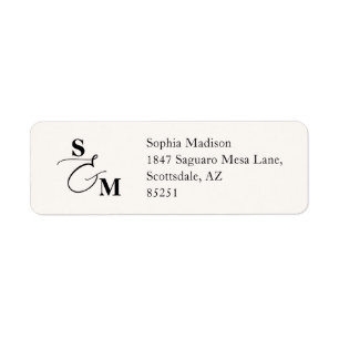 Classic Monogram Ampersand Wedding Return Address Label