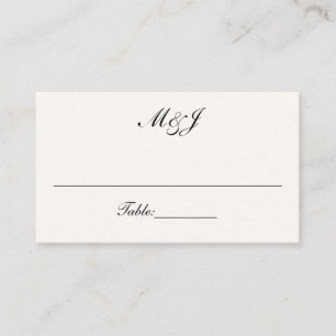 Classic Monogram Ampersand White Ivory Wedding Place Card