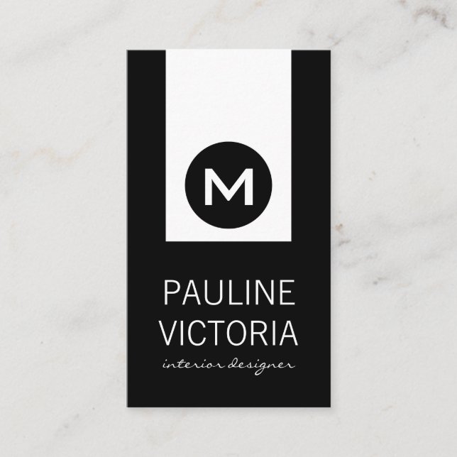 Classic Monogram / Black Accent Business Card (Front)