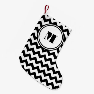 Classic Monogram Black And White Pattern Small Christmas Stocking