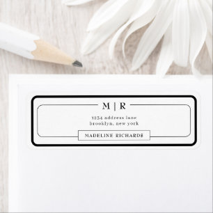 Classic Monogram Black Border Address Return Address Label