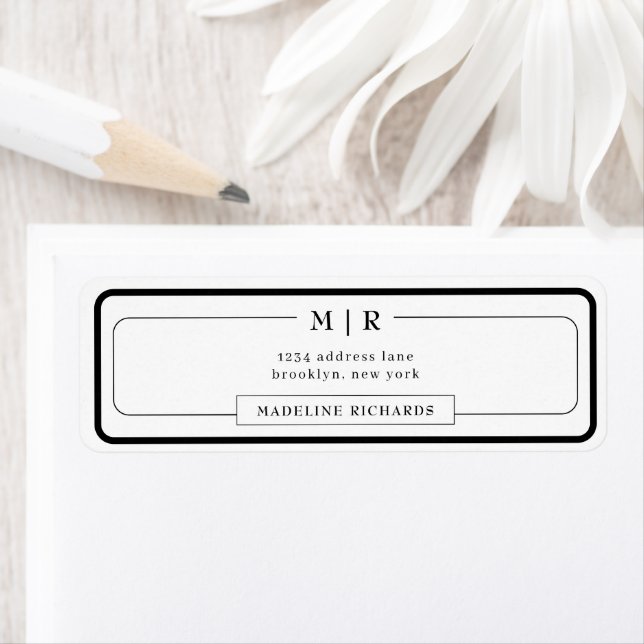 Classic Monogram Black Border Address Return Address Label (Insitu)
