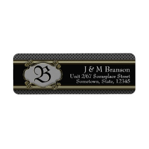 Classic Monogram Black Gold Stylish Address Label Return Address Label