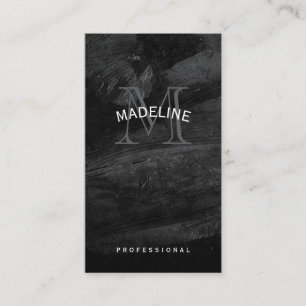 Classic Monogram Black Texture Business Card