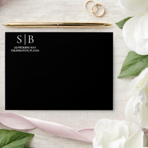 Classic Monogram Black Wedding Envelope