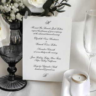 Classic Monogram Black Wedding Rehearsal Dinner Invitation