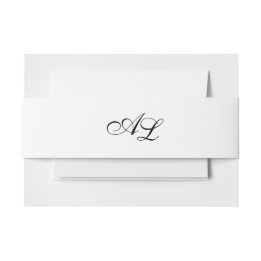 Classic Monogram Black & White Traditional Wedding Invitation Belly Band