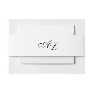 Classic Monogram Black & White Traditional Wedding Invitation Belly Band