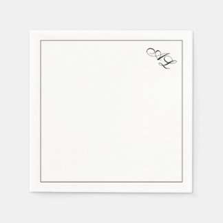 Classic Monogram Black & White Traditional Wedding Napkin